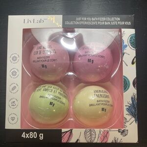 Liv Lab’s Bath Bomb Collection - Pink, Green, Yellow, Cream - 4 Pack